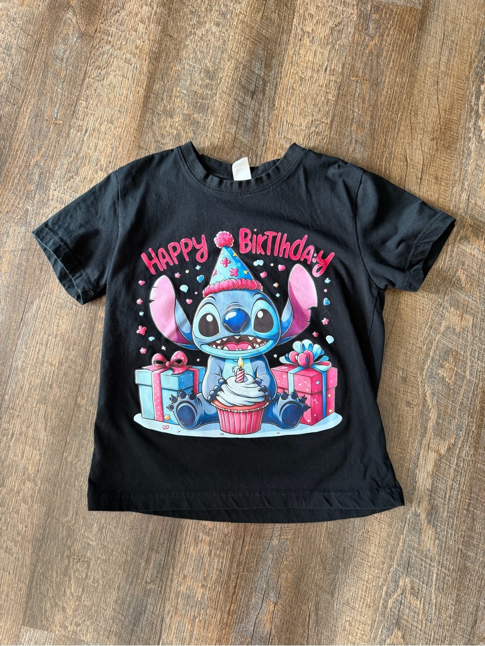 Disney Stitch Happy Birthday Graphic T-Shirt | Youth Medium (10–12)